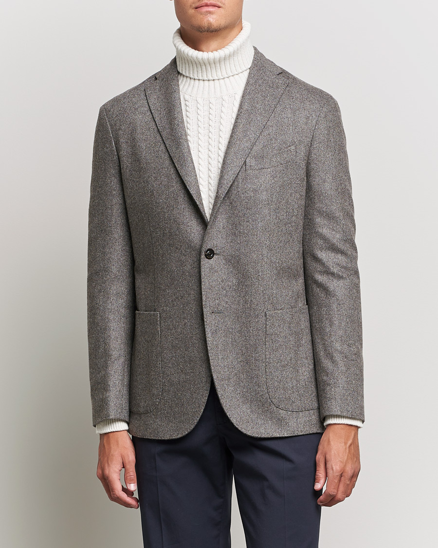 Herre | Dressjakker | Boglioli | K Jacket Herringbone Wool Blazer Light Grey