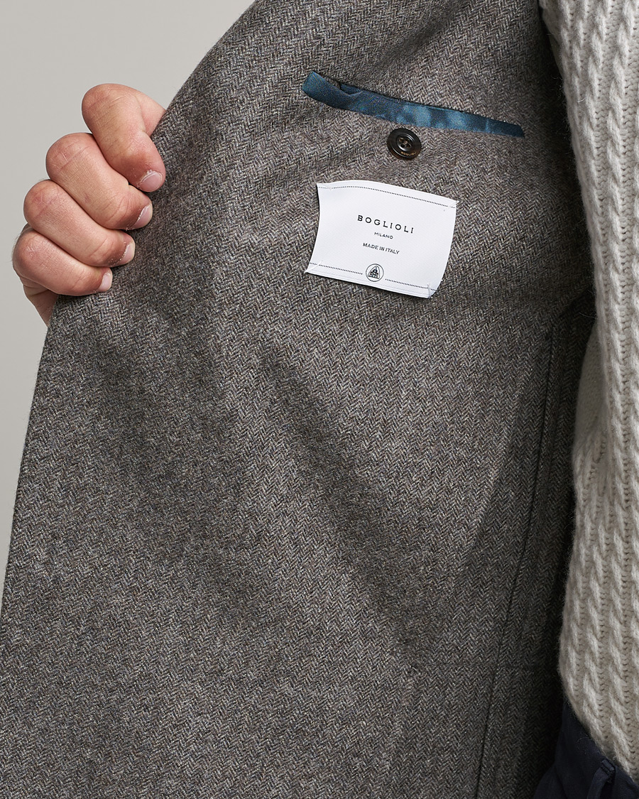 Herre | Dressjakker | Boglioli | K Jacket Herringbone Wool Blazer Light Grey