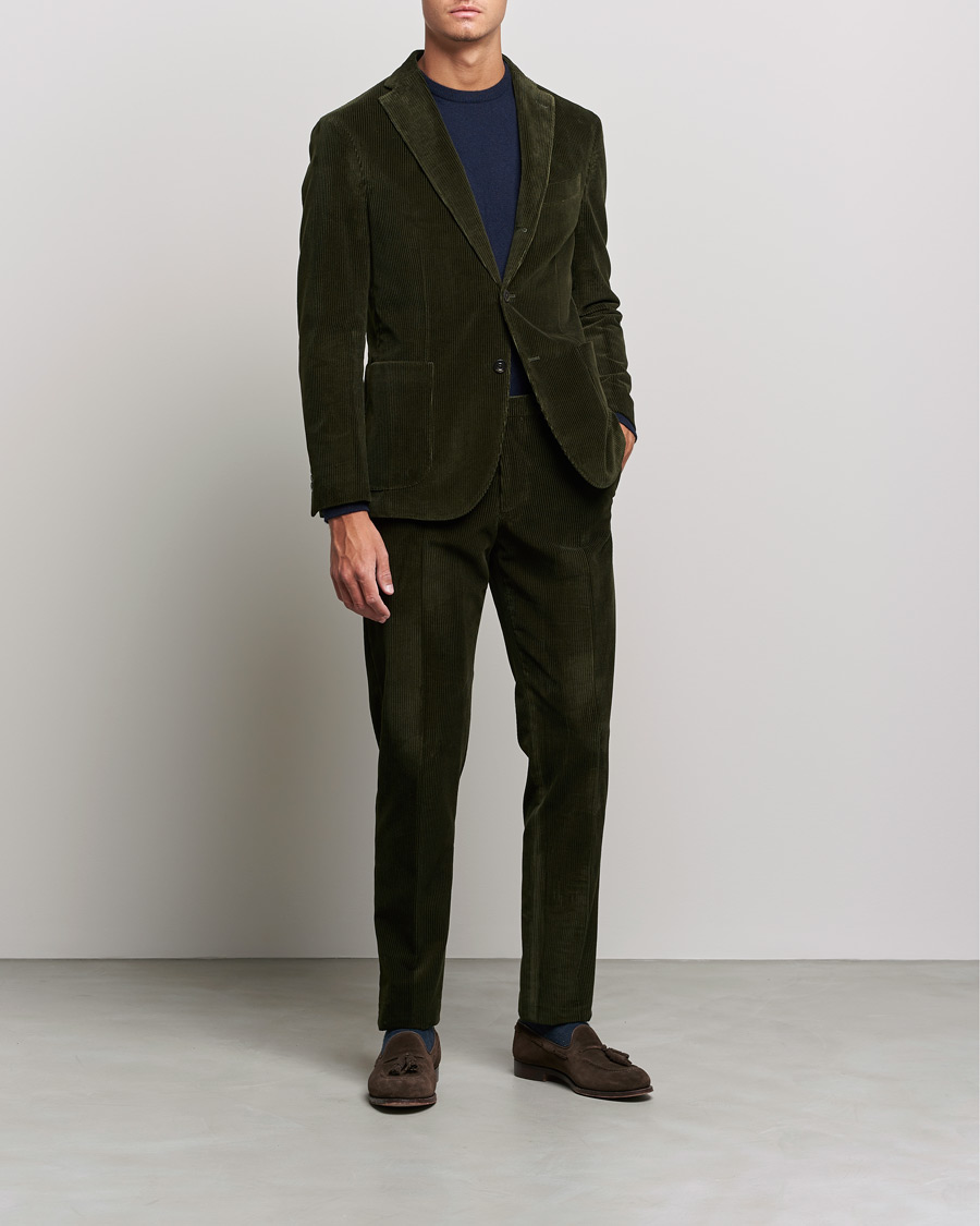 Herre | Italian Department | Boglioli | K Jacket Wale Corduroy Suit Forest Green