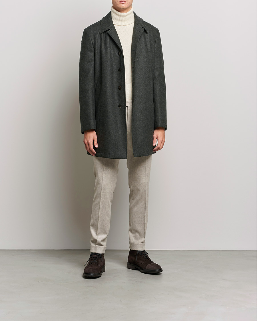Herre | Italian Department | Boglioli | Padded Wool Coat Forest Green