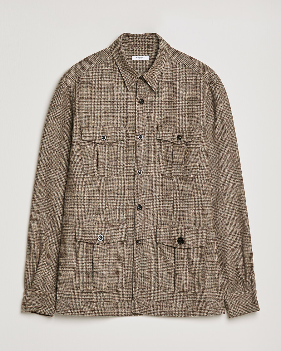 Herre | Skjorter | Boglioli | Check Flannel Overshirt Beige