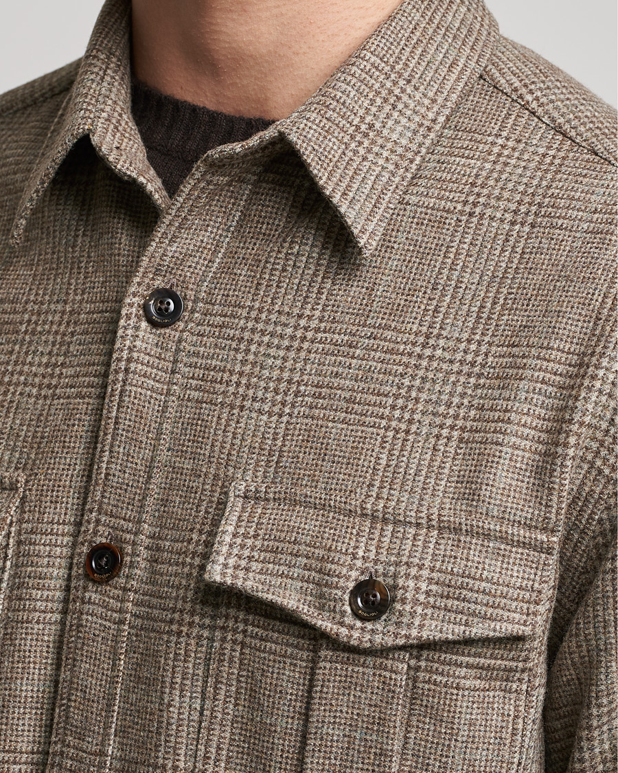 Herre | Skjorter | Boglioli | Check Flannel Overshirt Beige
