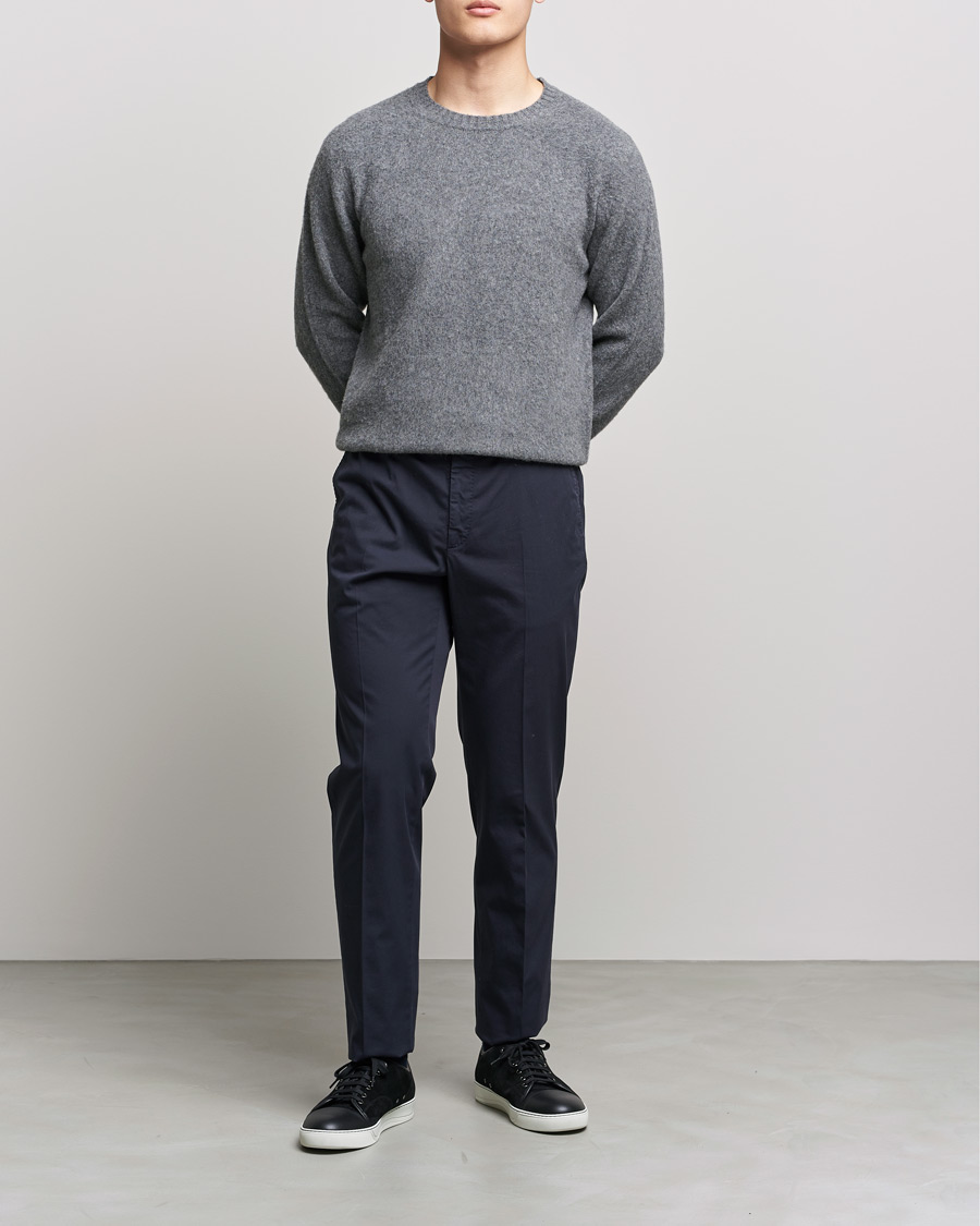 Herre | Italian Department | Boglioli | Brushed Cashmere Sweater Grey Melange