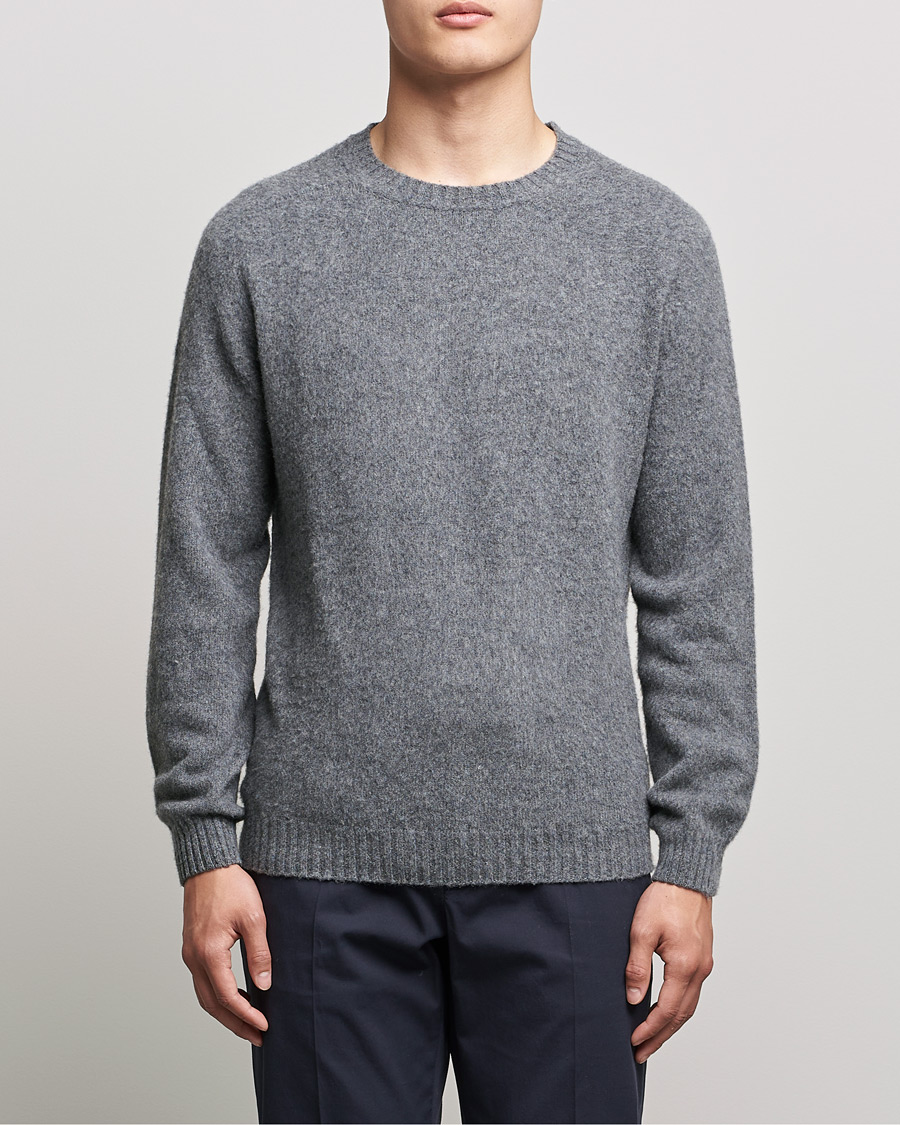 Herre |  | Boglioli | Brushed Cashmere Sweater Grey Melange