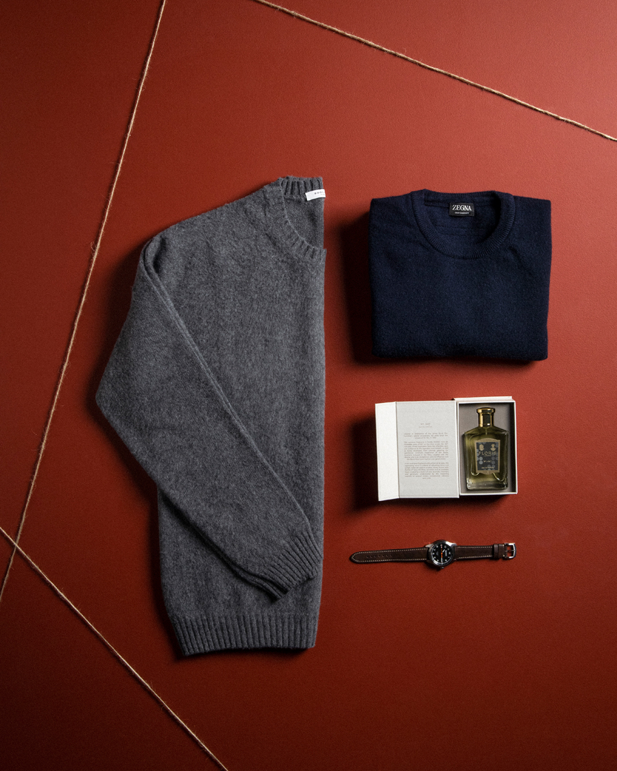 Herre | Gensere | Boglioli | Brushed Cashmere Sweater Grey Melange