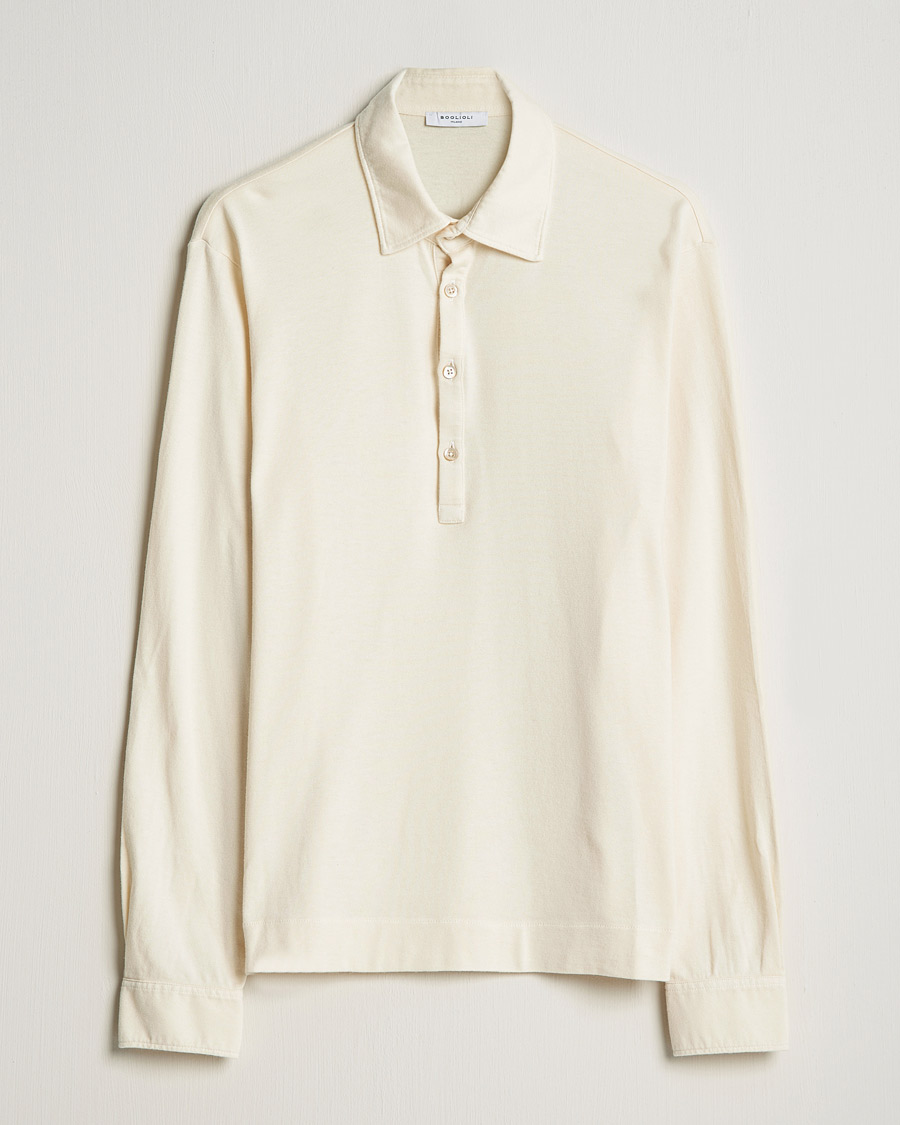 Herre | Gensere | Boglioli | Long Sleeve Polo Shirt Off White