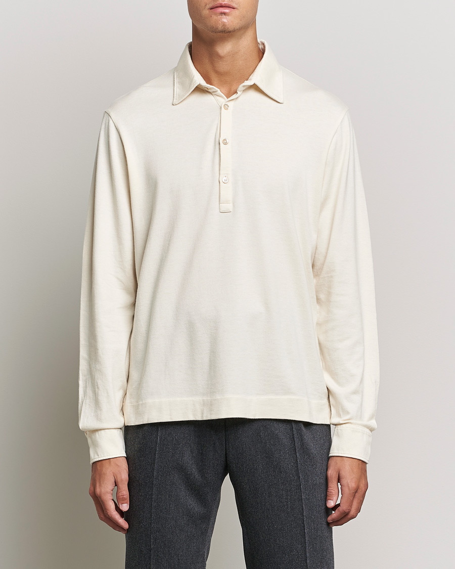 Herre | Gensere | Boglioli | Long Sleeve Polo Shirt Off White