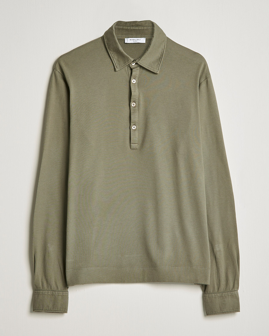 Herre | Gensere | Boglioli | Long Sleeve Polo Shirt Sage Green