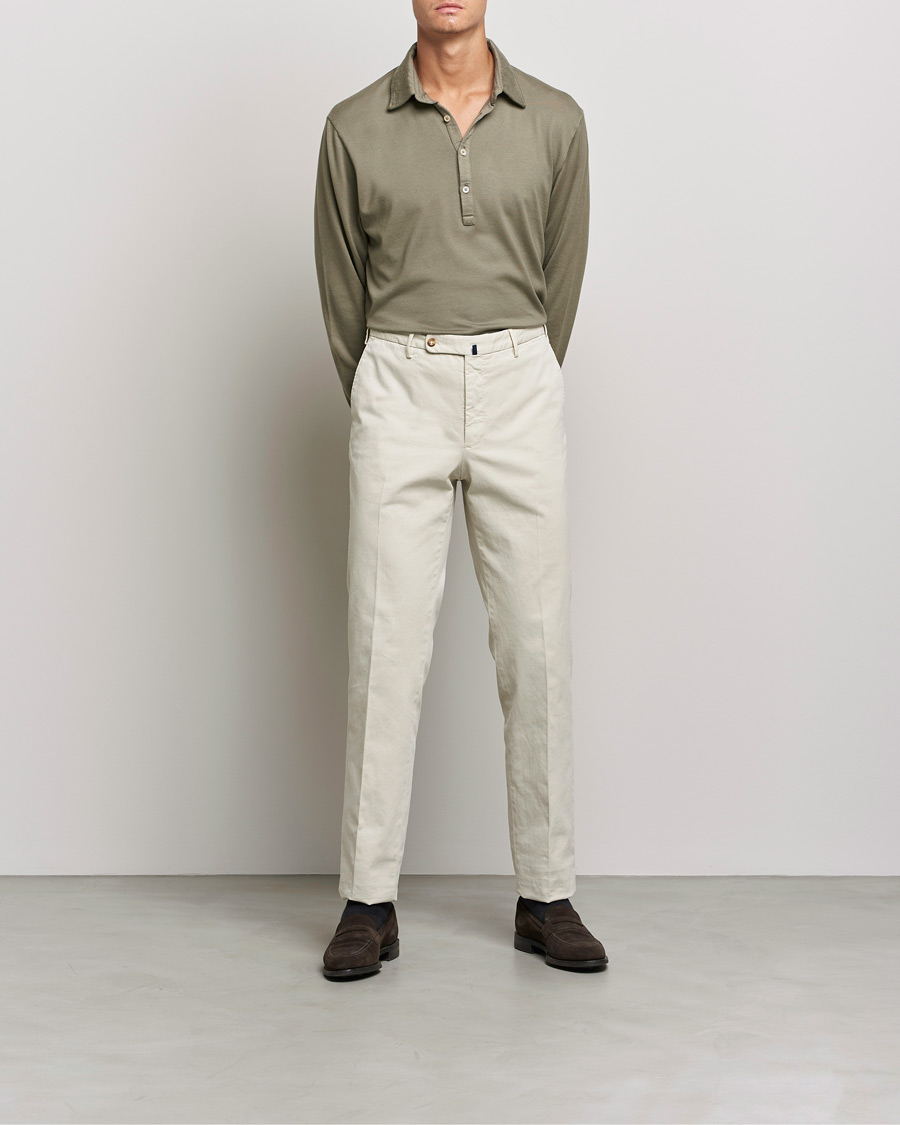 Herre |  | Boglioli | Long Sleeve Polo Shirt Sage Green