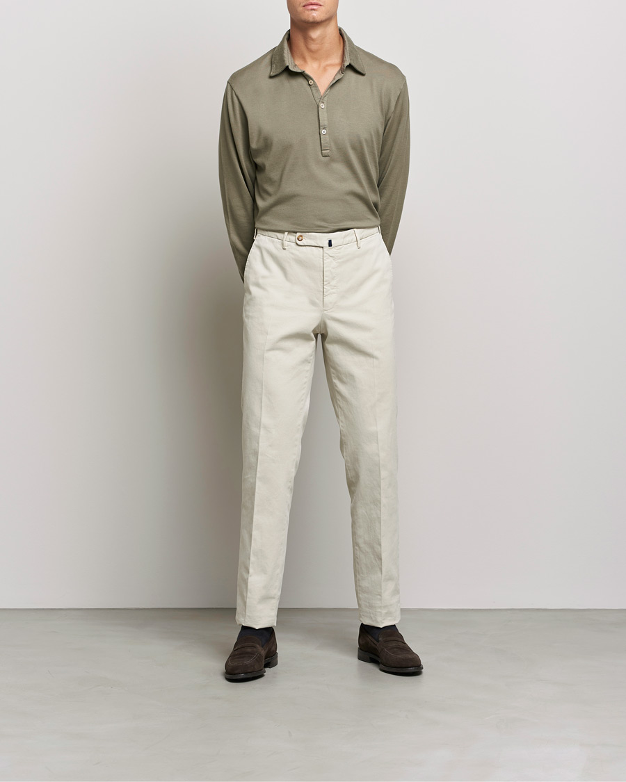 Herre | Gensere | Boglioli | Long Sleeve Polo Shirt Sage Green