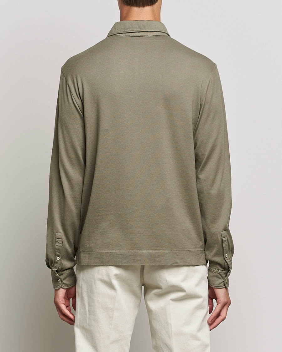 Herre | Gensere | Boglioli | Long Sleeve Polo Shirt Sage Green