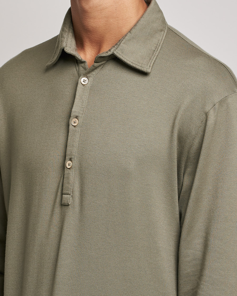 Herre | Gensere | Boglioli | Long Sleeve Polo Shirt Sage Green
