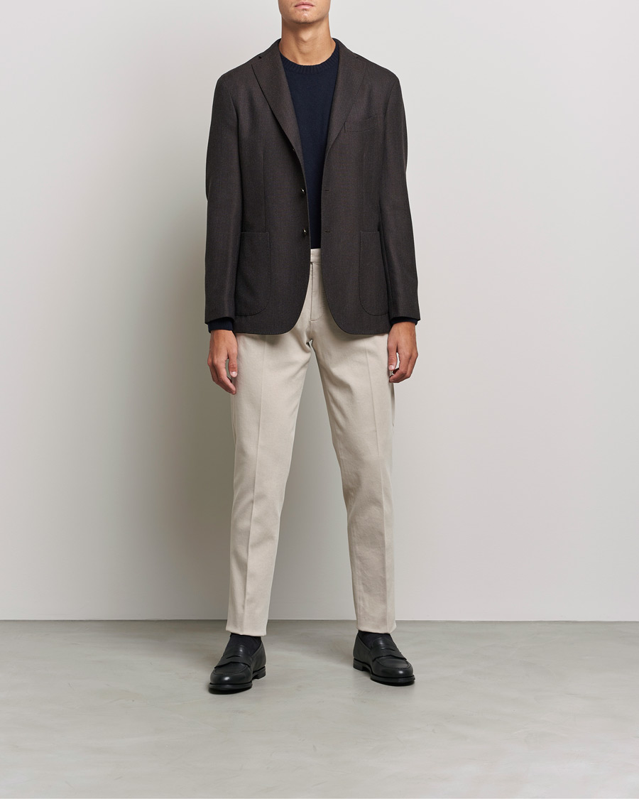 Herre | Italian Department | Boglioli | Pleated Cotton Twill Trousers Beige