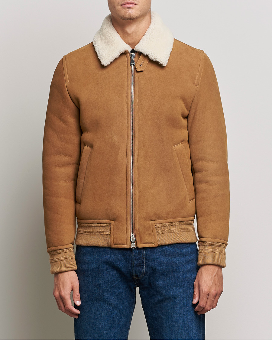 Herre | Jakker | Valstar | Shearling Flight Jacket Brown/Natural