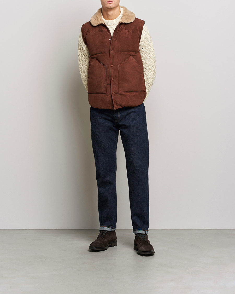 Herre | Jakker | Valstar | Suede Shearling Vest Dark Brown