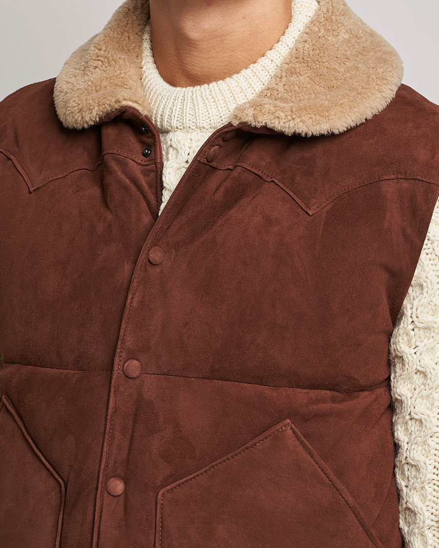 Herre | Jakker | Valstar | Suede Shearling Vest Dark Brown