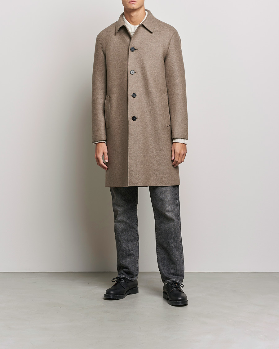 Herre | Jakker | Harris Wharf London | Pressed Wool Mac Coat Natural Taupe