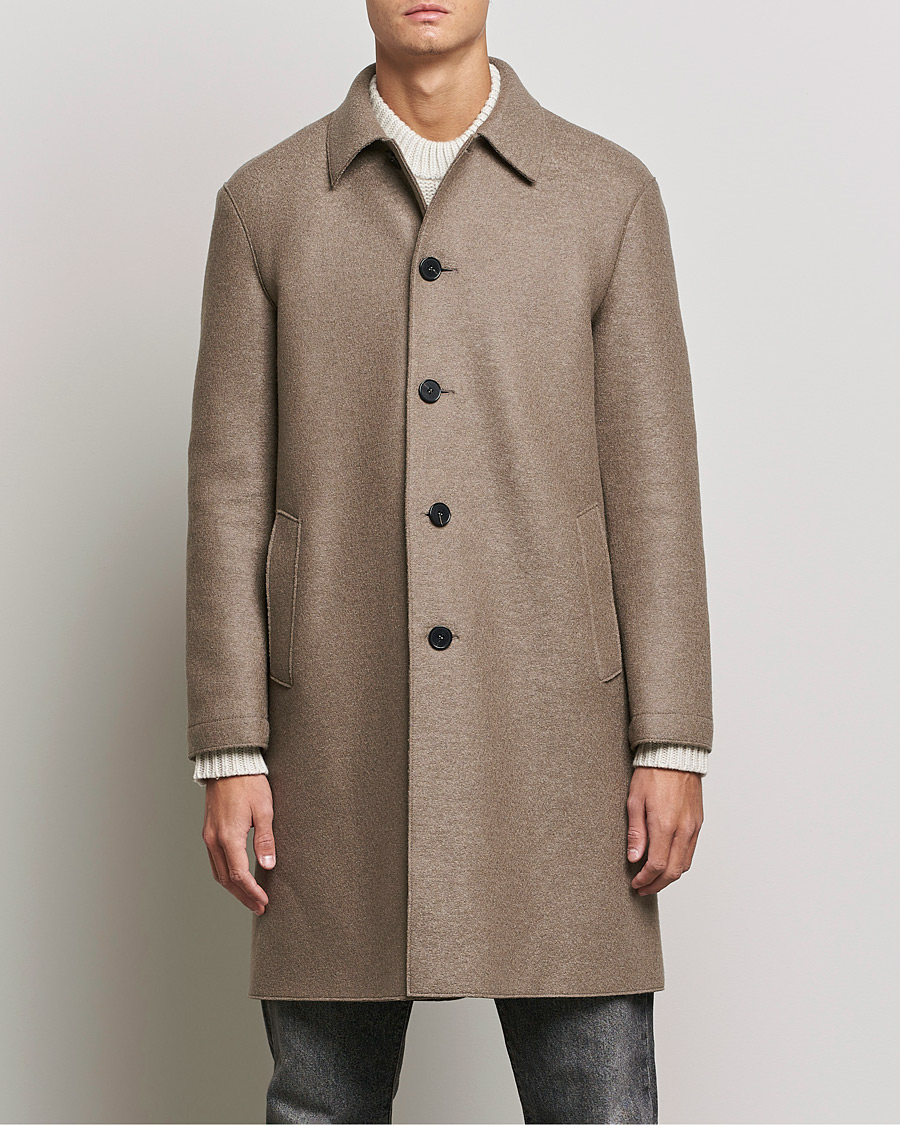 Herre |  | Harris Wharf London | Pressed Wool Mac Coat Natural Taupe