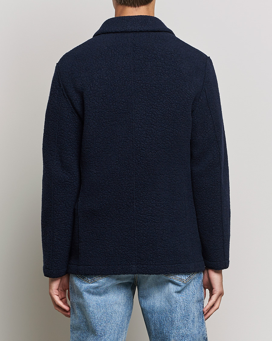 Herre | Skjorter | Harris Wharf London | Harrington Wool Boucleè Shirt Jacket Navy