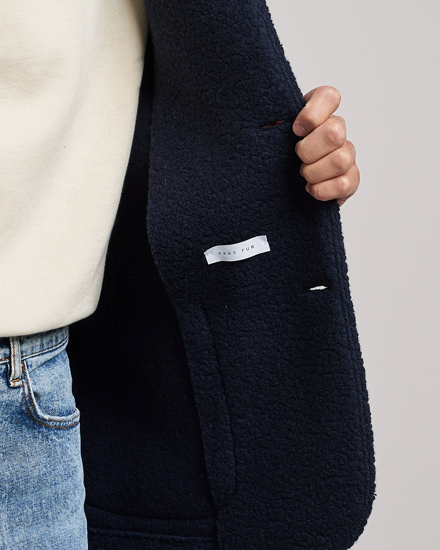 Herre | Skjorter | Harris Wharf London | Harrington Wool Boucleè Shirt Jacket Navy