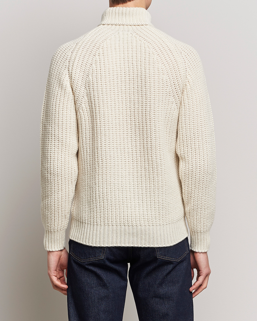 Herre | Gensere | Drake's | Lambswool Heavy Submariner Roll Neck White