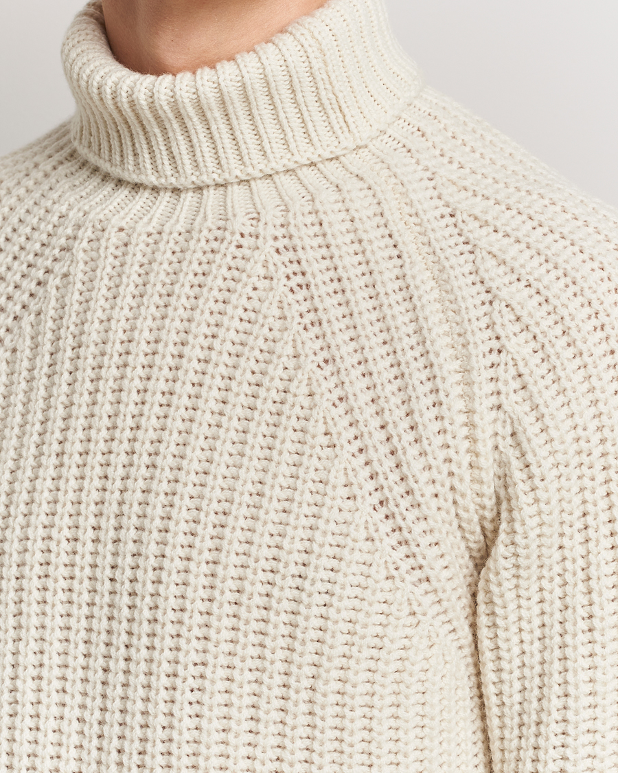 Herre | Gensere | Drake's | Lambswool Heavy Submariner Roll Neck White