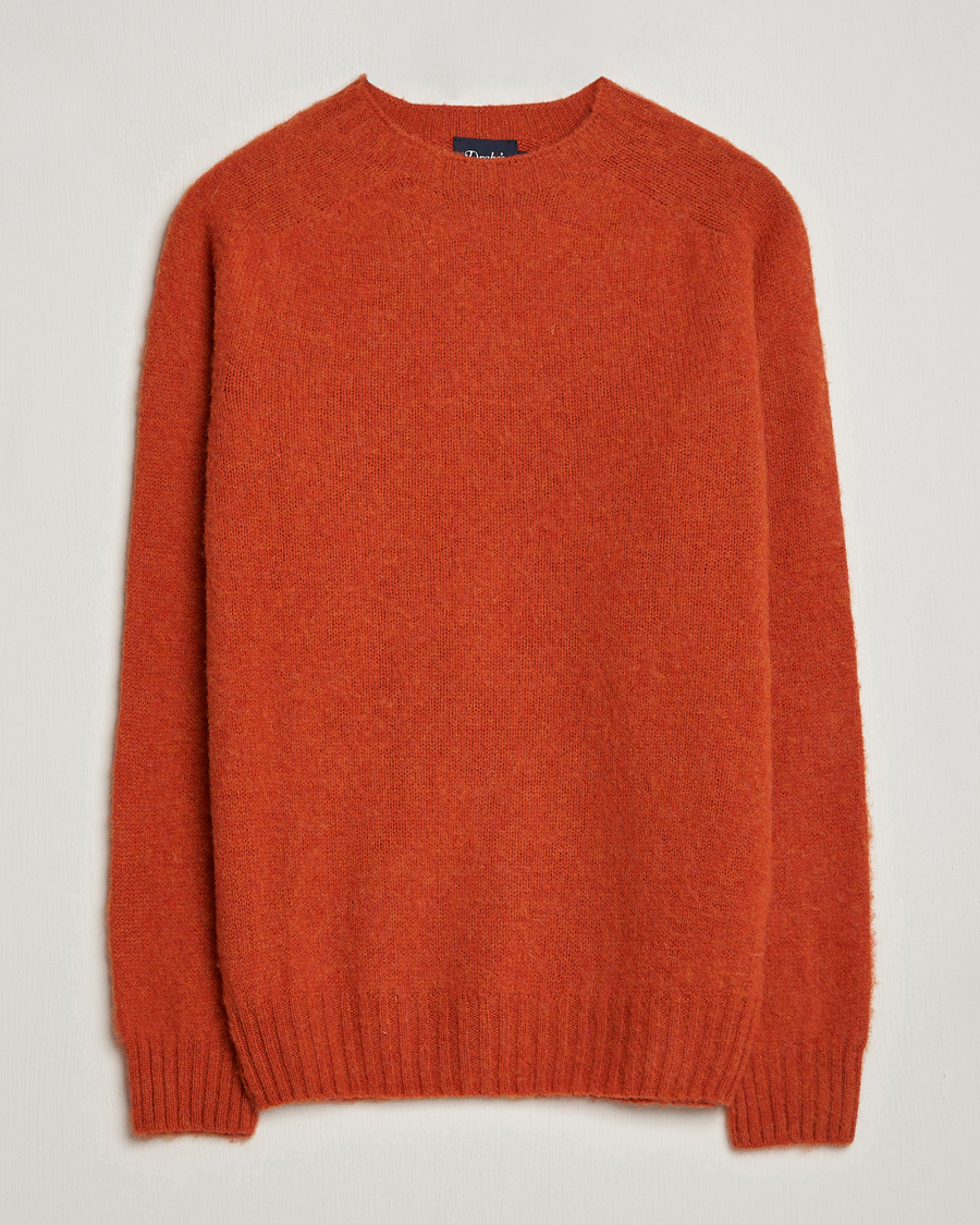 Herre | Gensere | Drake's | Brushed Shetland Crew Orange