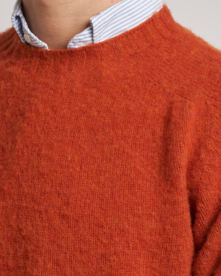 Herre | Gensere | Drake's | Brushed Shetland Crew Orange