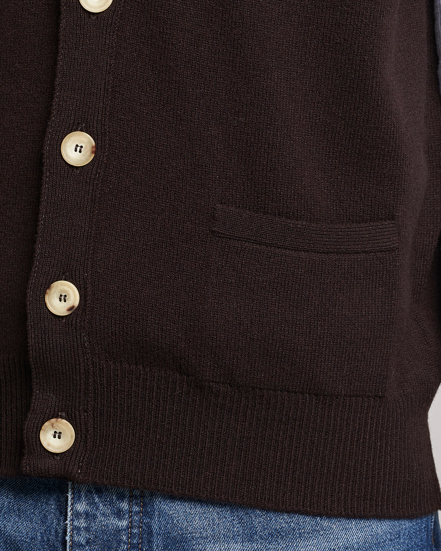 Herre | Gensere | Drake's | Lambswool Vest Cardigan Brown