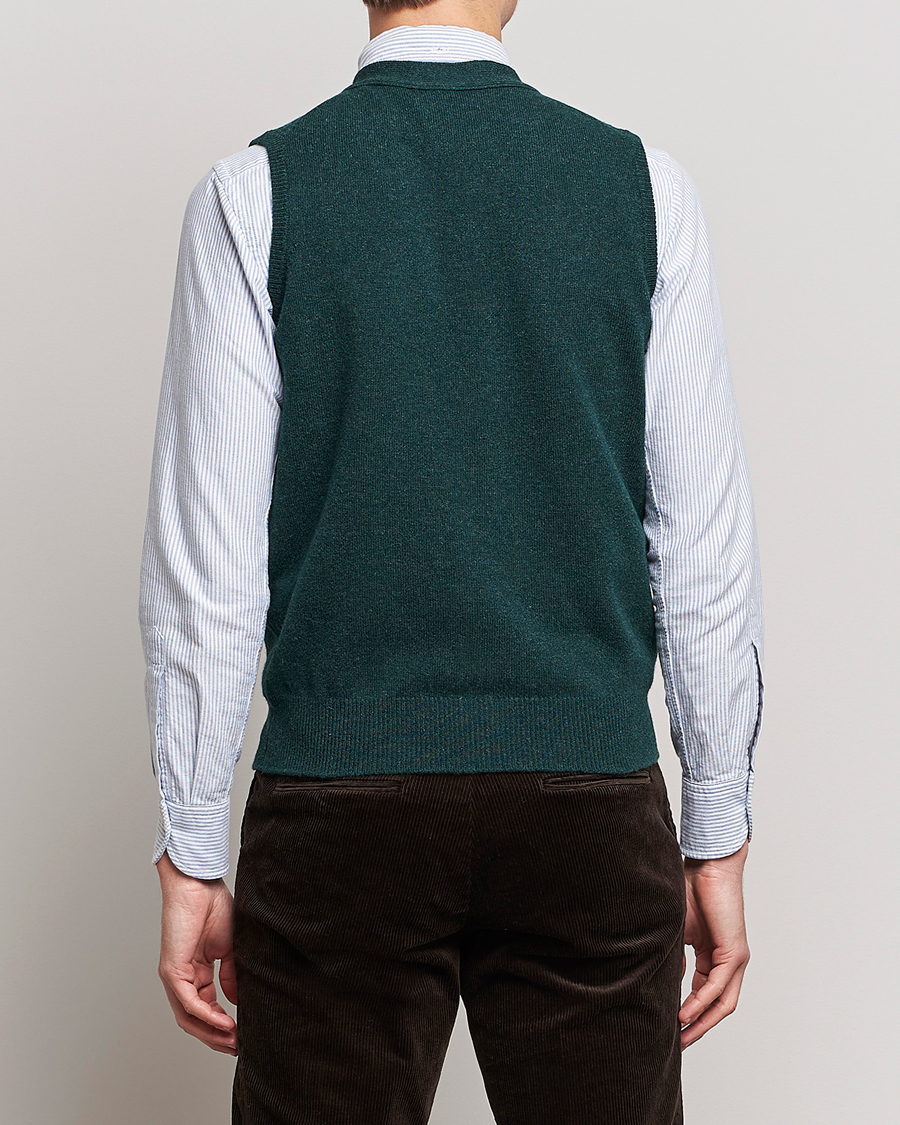 Herre | Gensere | Drake's | Lambswool Vest Cardigan Green