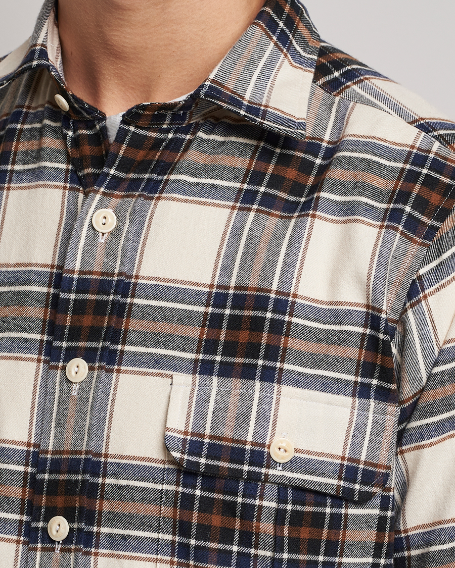 Herre | Skjorter | Drake's | Rugged Cotton Twill Work Shirt Neutral