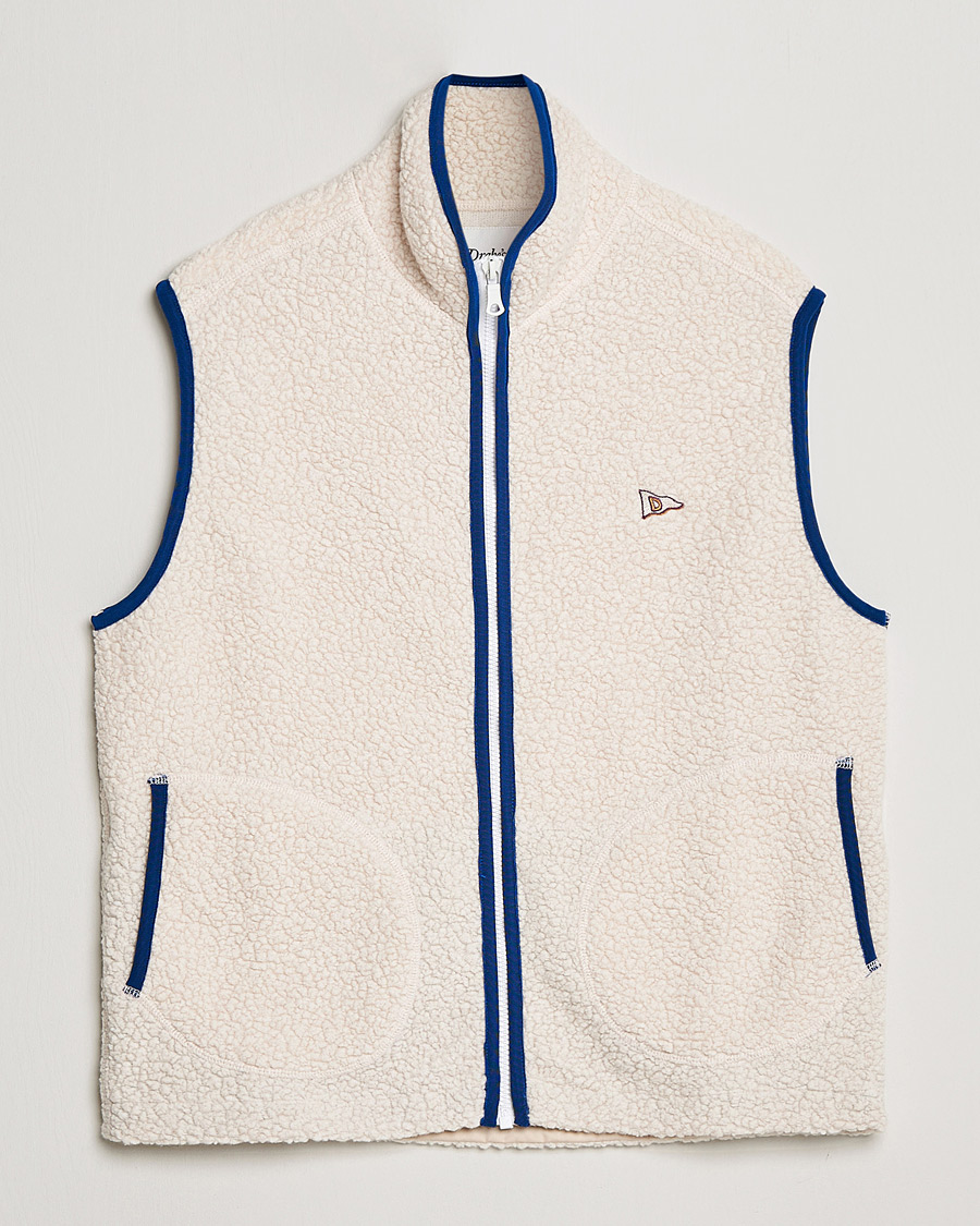 Herre | Gensere | Drake's | Zip Through Fleece Vest Ecru