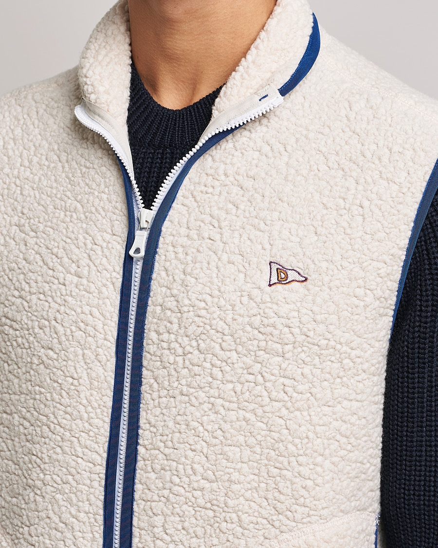 Herre | Gensere | Drake's | Zip Through Fleece Vest Ecru