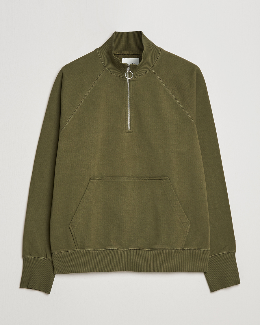 Herre | Gensere | Drake's | Quarter Zip Sweatshirt Green