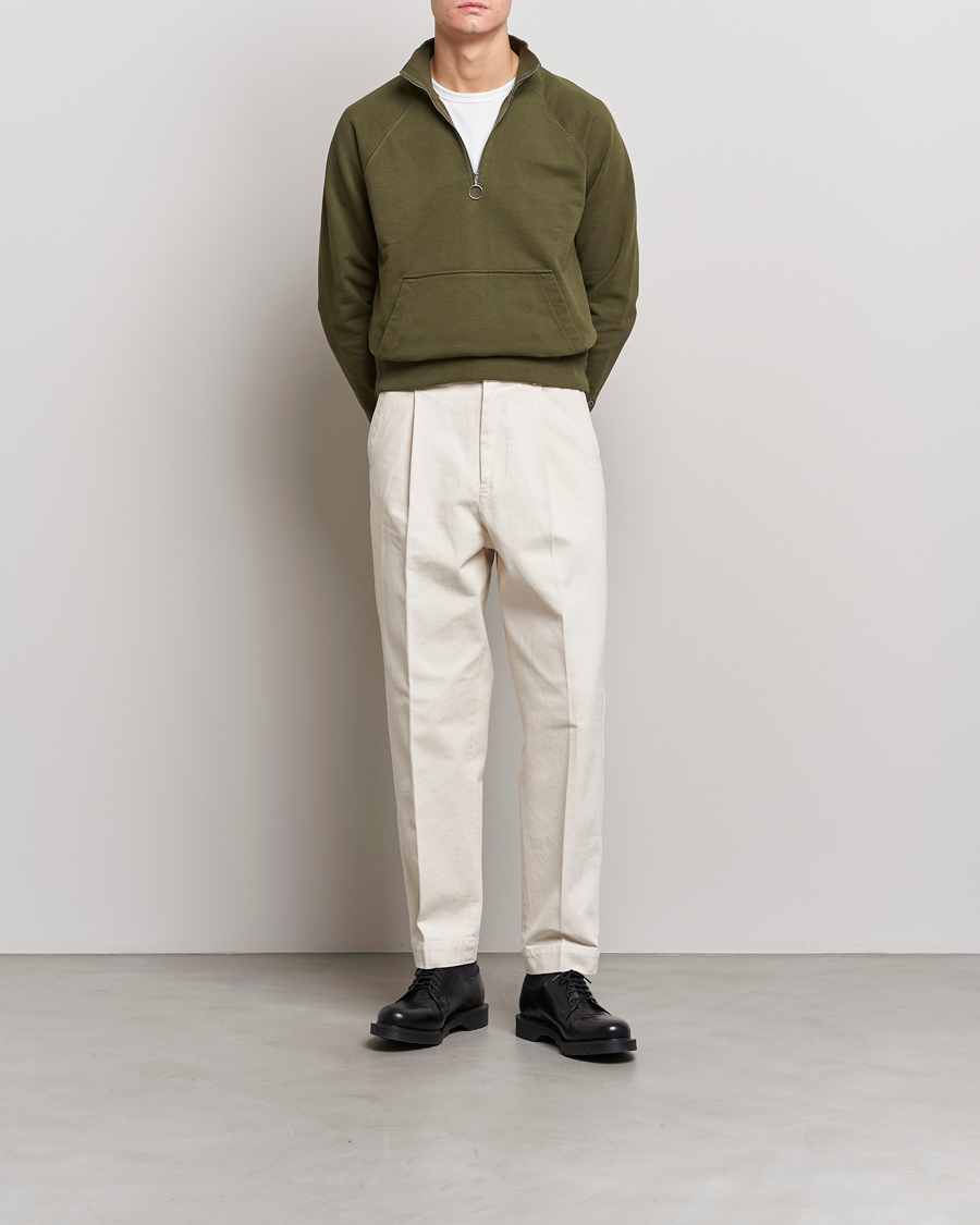 Herre | Gensere | Drake's | Quarter Zip Sweatshirt Green