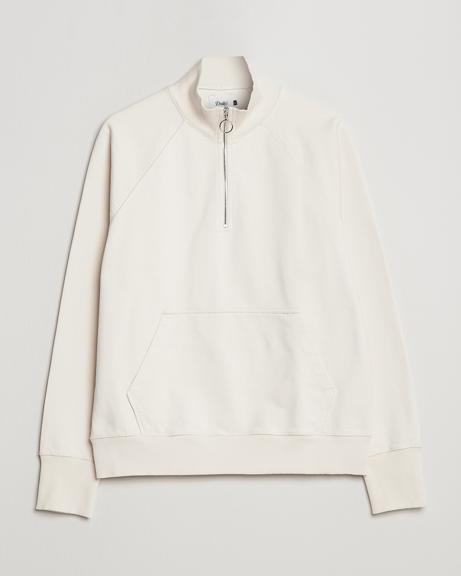 Herre | Gensere | Drake's | Quarter Zip Sweatshirt Ecru
