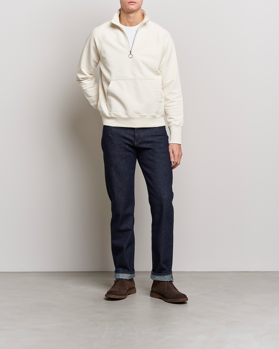 Herre | Gensere | Drake's | Quarter Zip Sweatshirt Ecru