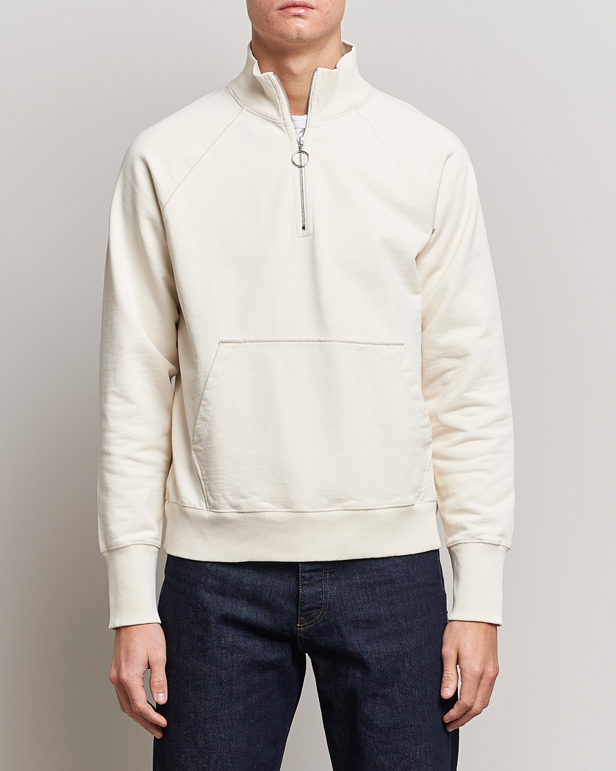 Herre | Gensere | Drake's | Quarter Zip Sweatshirt Ecru