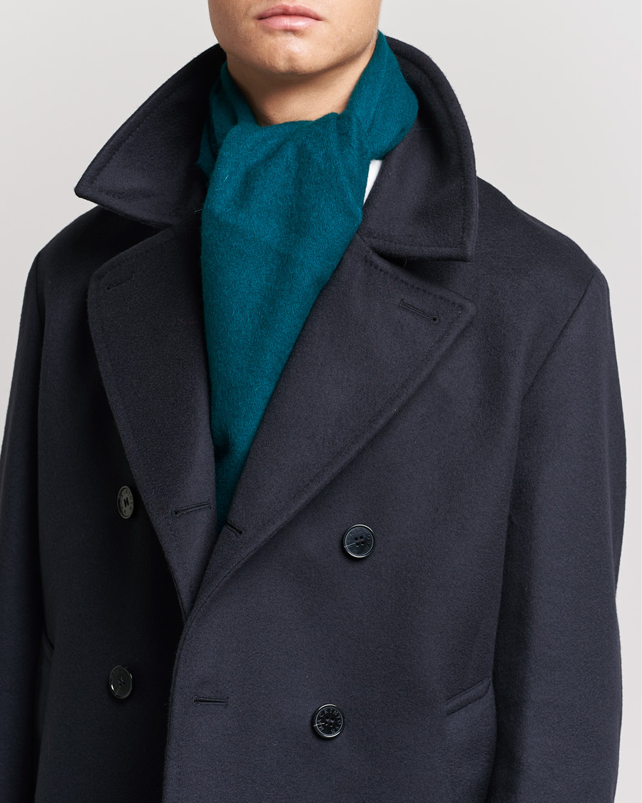 Herre | Drake's Geelongora Tasselled Scarf Green | Drake's | Geelongora Tasselled Scarf Green