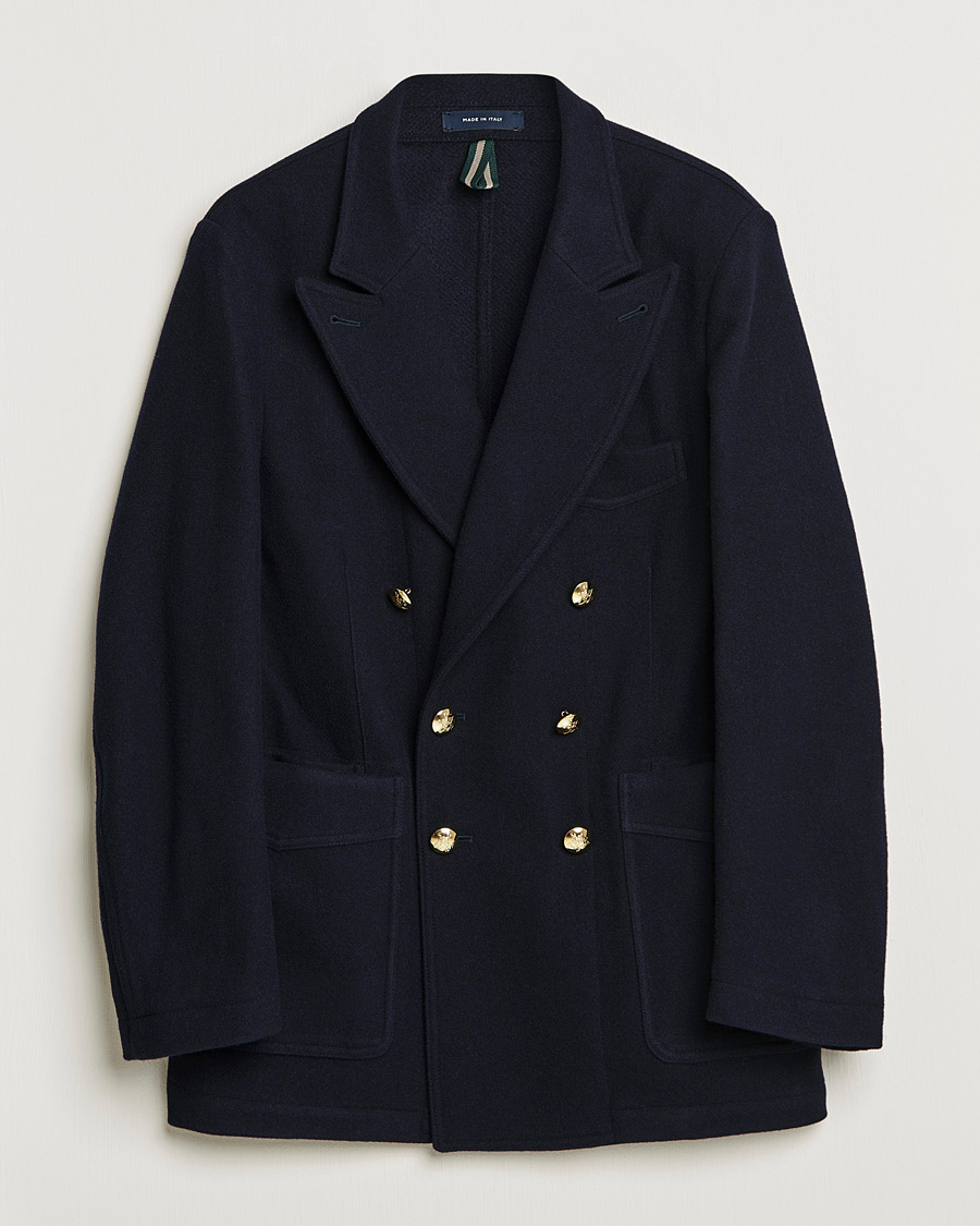 Herre | Dressjakker | Drake's | MKIII Double Breasted Wool/Flannel Blazer Navy
