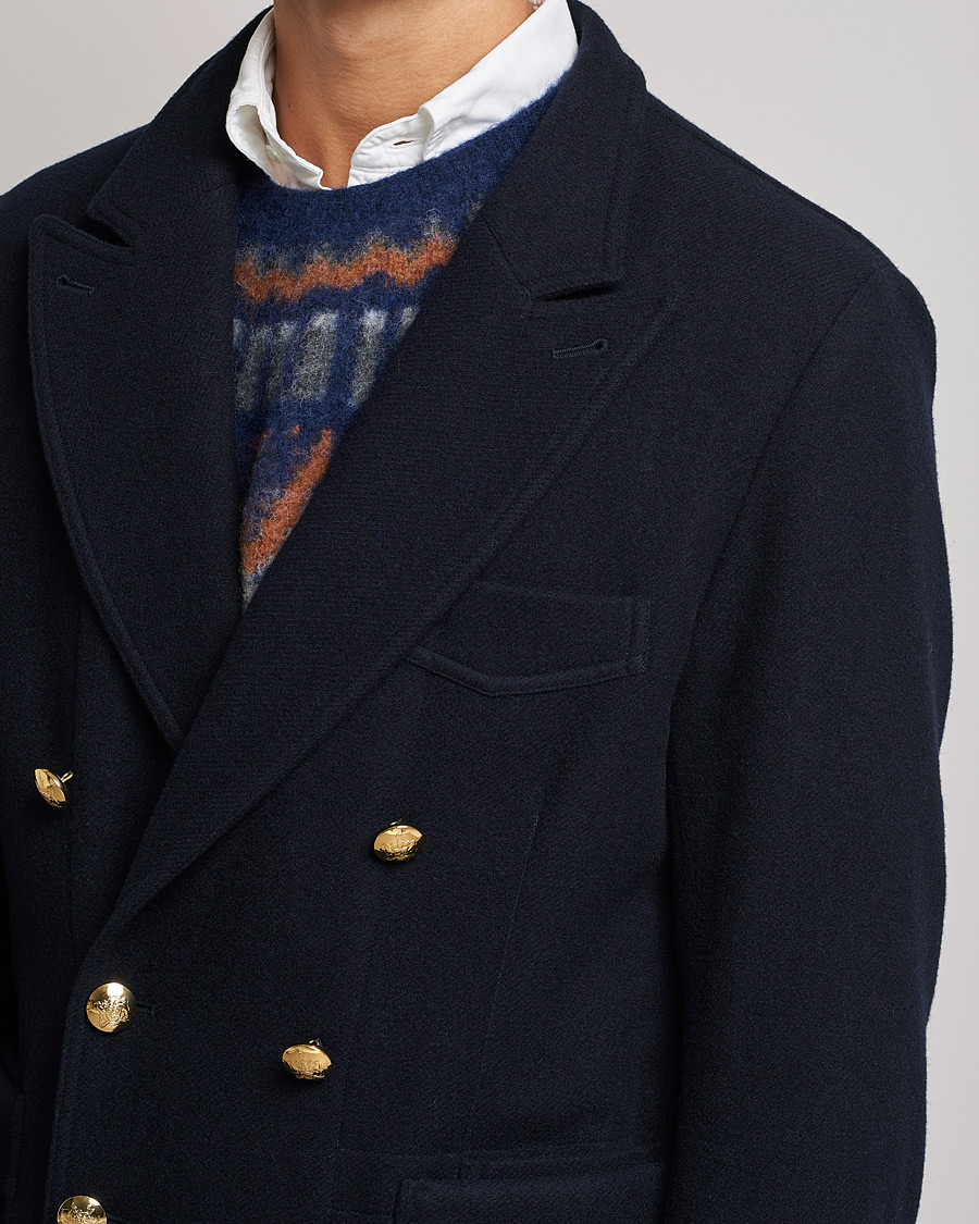 Herre | Dressjakker | Drake's | MKIII Double Breasted Wool/Flannel Blazer Navy
