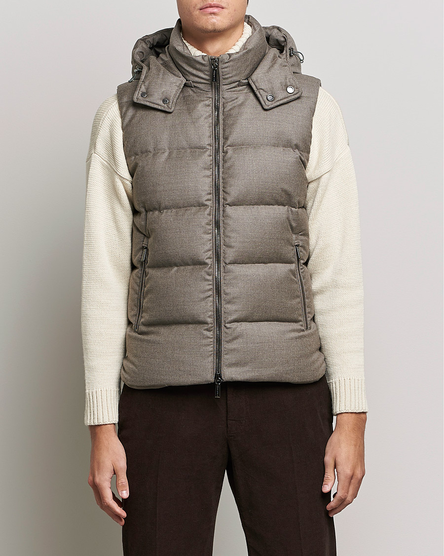 Herre | Jakker | MooRER | Fire Wool/Cashmere Hooded Vest Beige