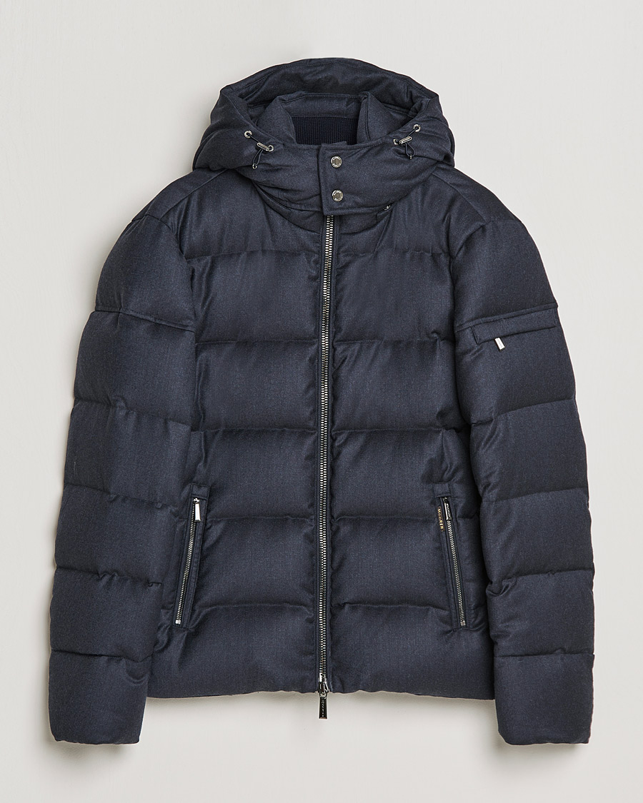 Herre | Jakker | MooRER | Brett Wool/Cashmere Hooded Jacket Blue Grey