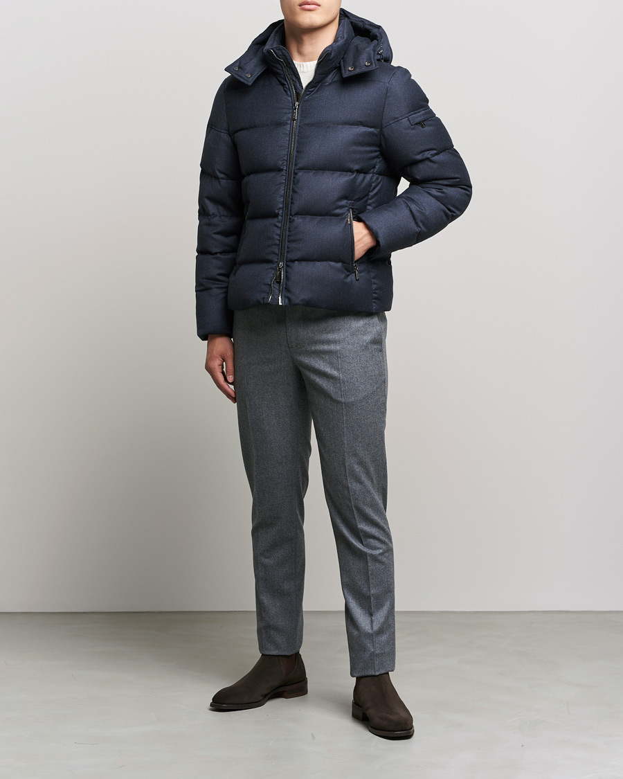 Herre | Jakker | MooRER | Brett Wool/Cashmere Hooded Jacket Blue Grey