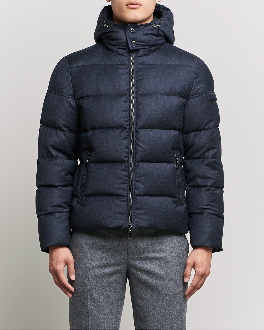 Herre | Jakker | MooRER | Brett Wool/Cashmere Hooded Jacket Blue Grey
