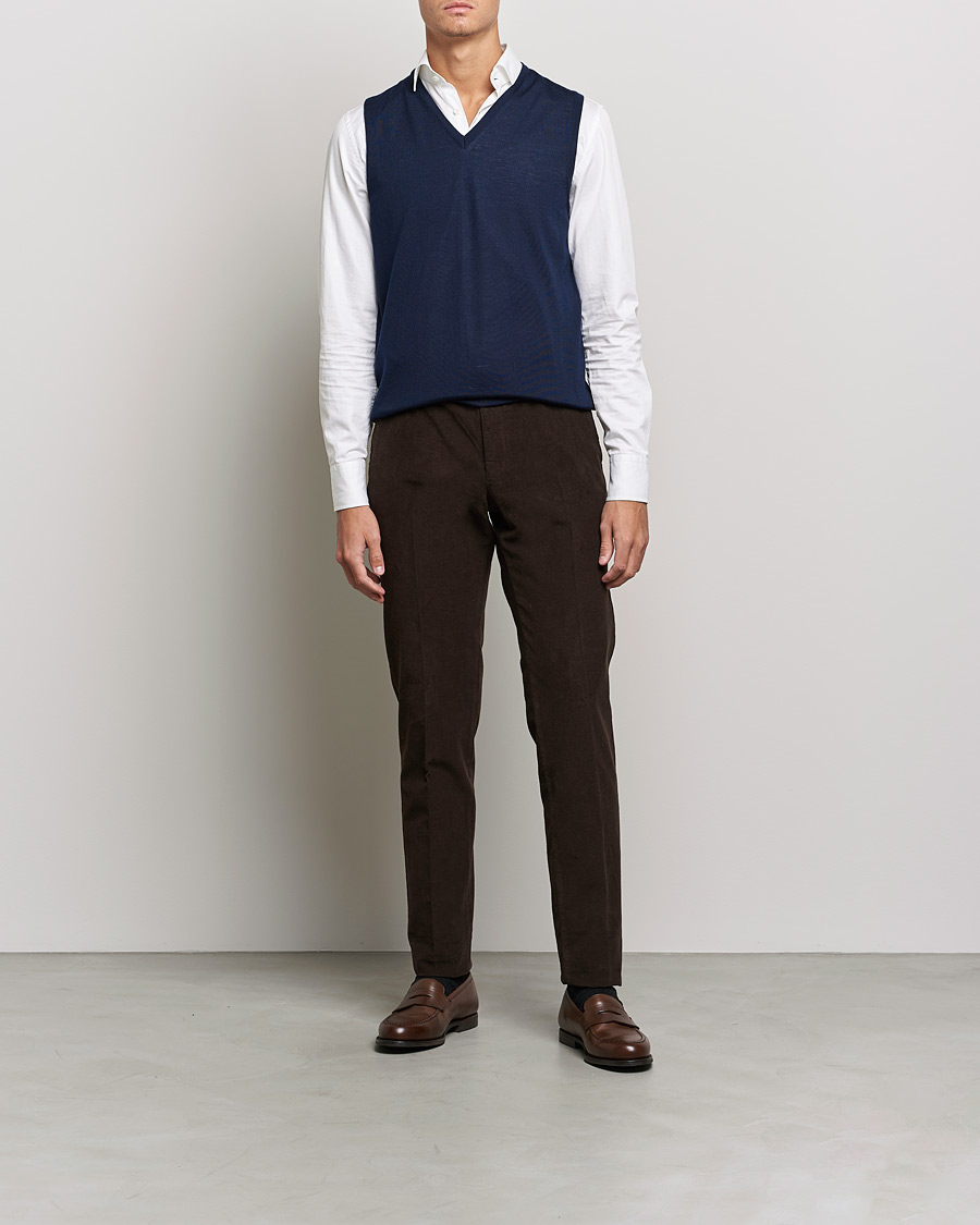 Herre | Gensere | Stenströms | Merino Slipover Navy