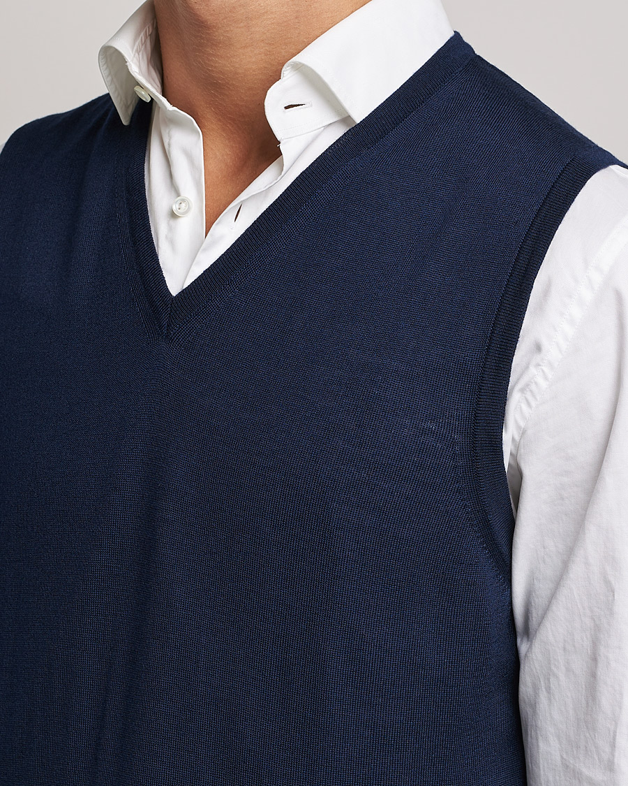 Herre | Gensere | Stenströms | Merino Slipover Navy
