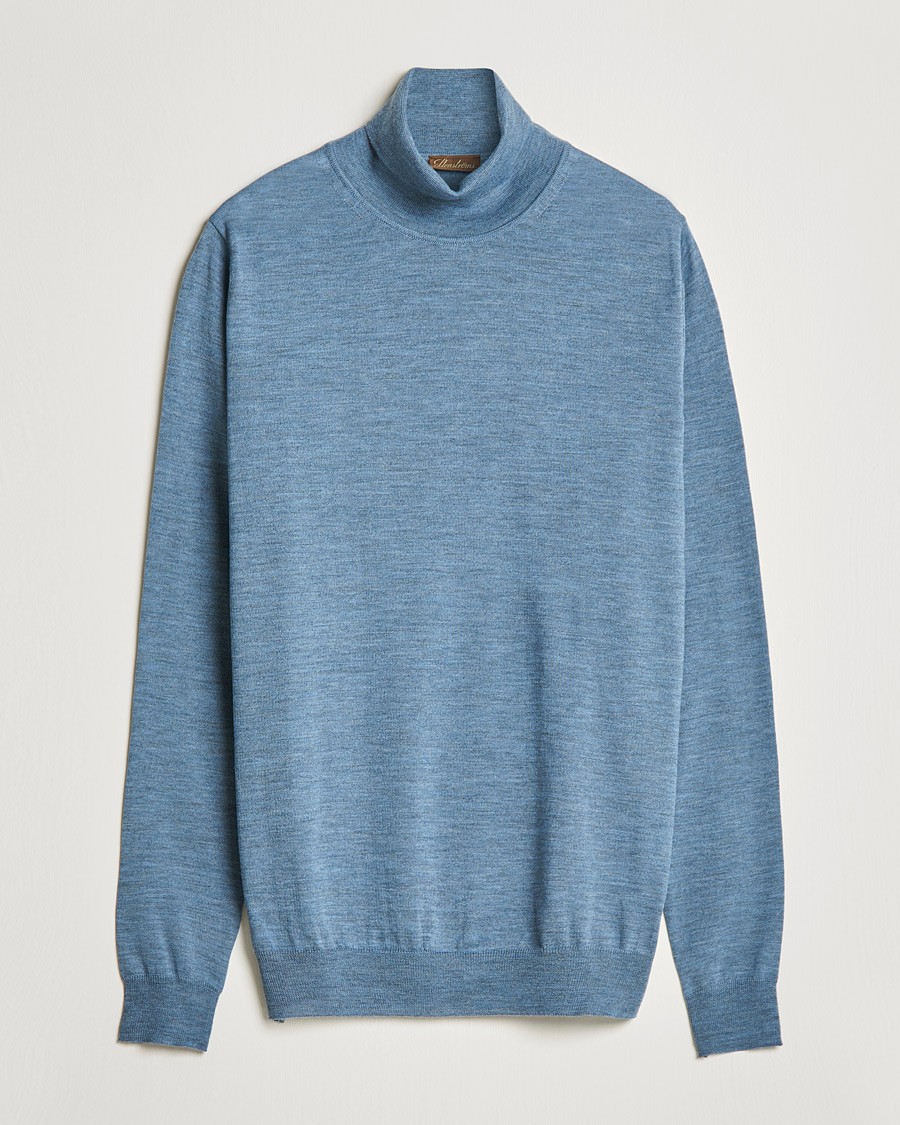 Herre | Gensere | Stenströms | Fine Merino Rollneck Light Blue