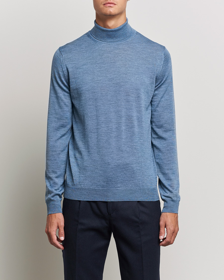 Herre | Gensere | Stenströms | Fine Merino Rollneck Light Blue