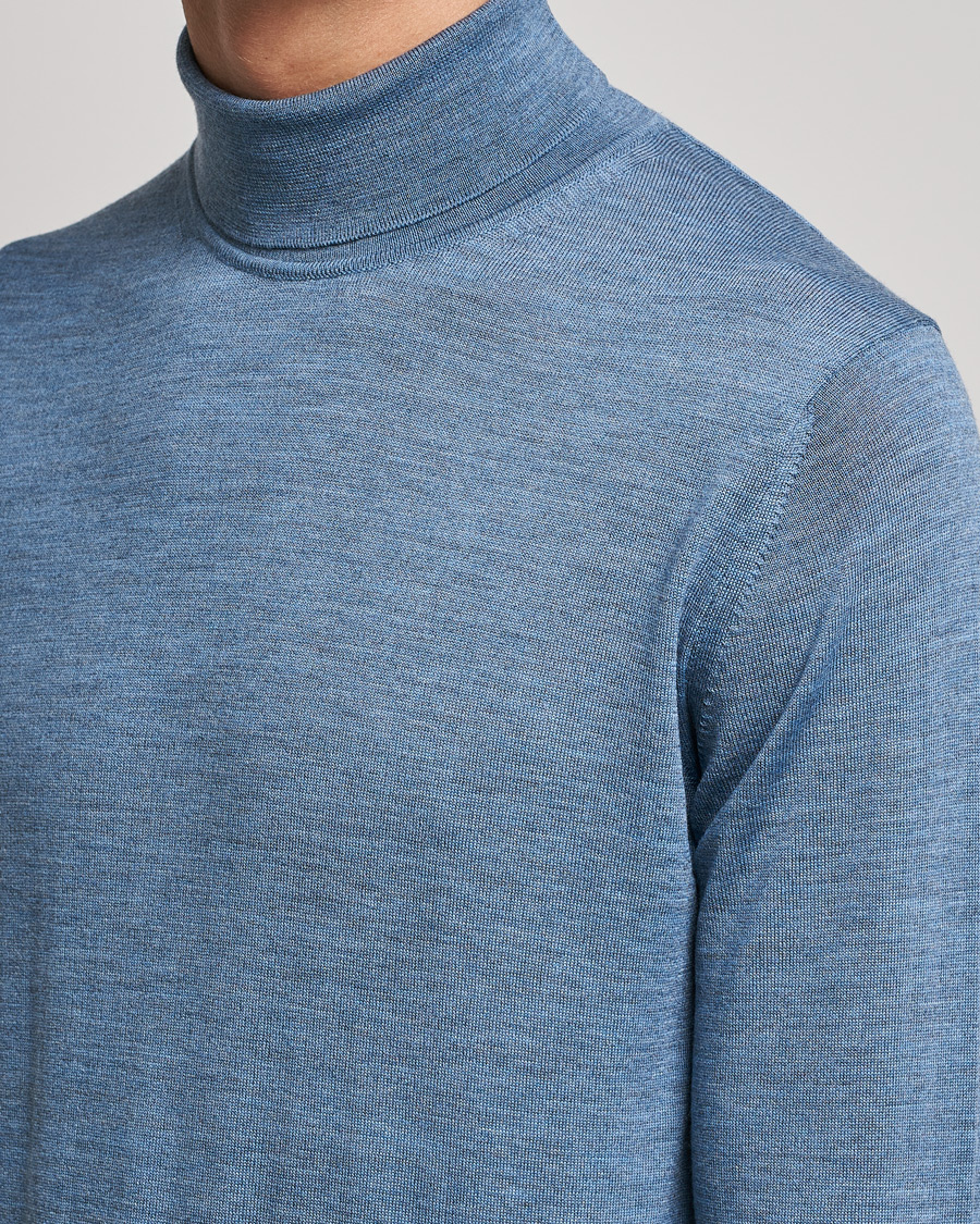 Herre | Gensere | Stenströms | Fine Merino Rollneck Light Blue